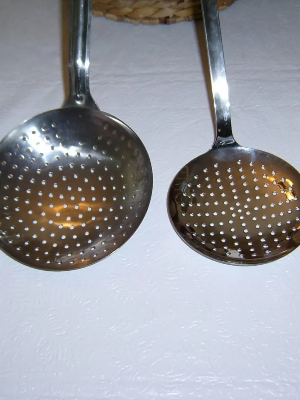 Vintage Stainless Steel Skimmer Strainer Spoons (2)